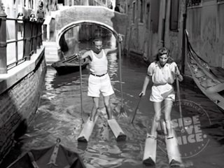 Photo print - Hydro skiing in the canals of Venice 1947